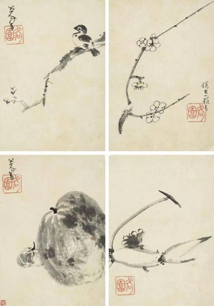 八大山人花鸟,孤傲脱俗!_鸟石_中国画_写意
