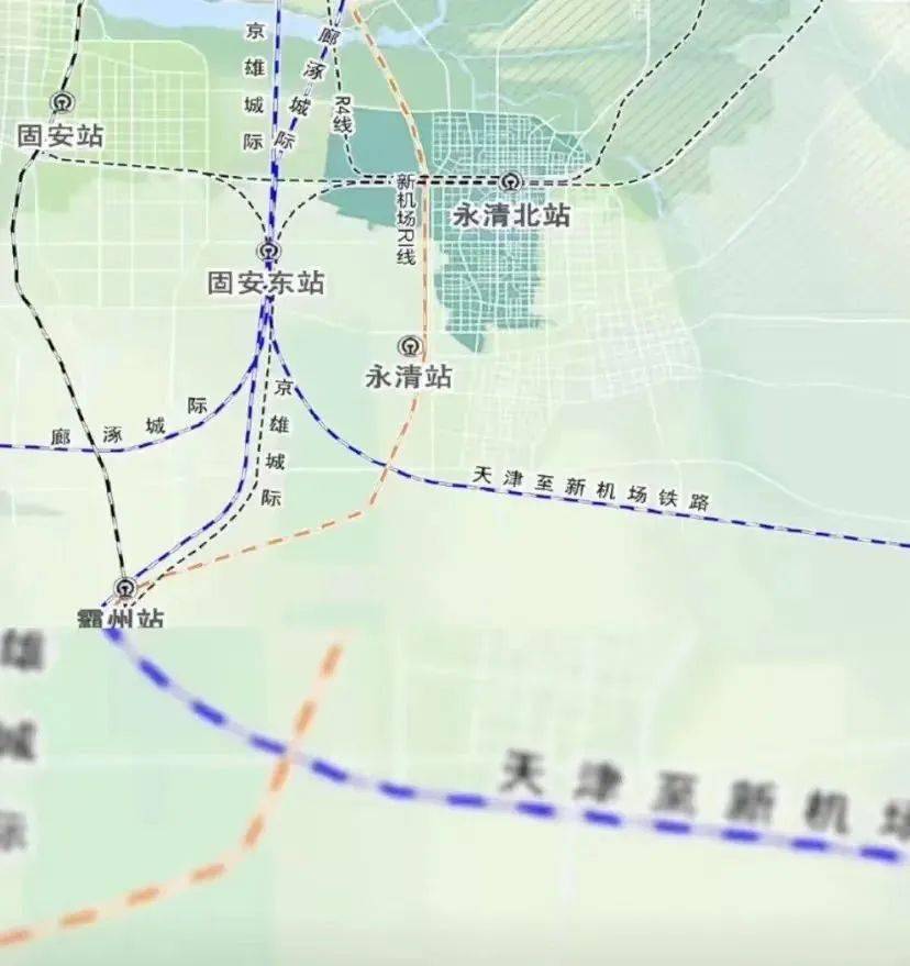 廊坊市区及各区县与北京轨道交通网规划图出炉