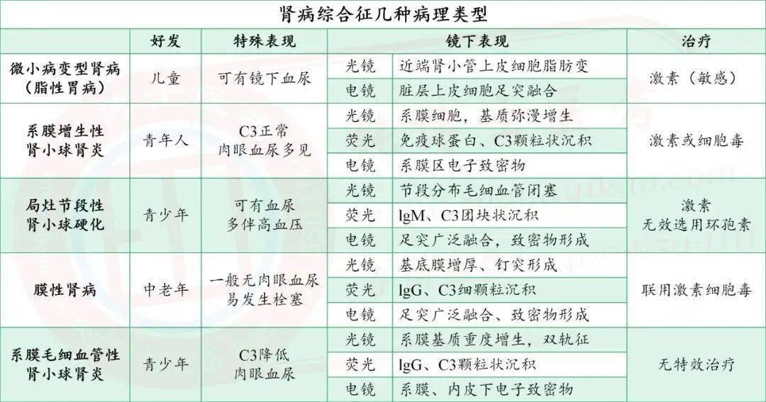 临床泌尿系统肾病综合征的几种病理类型