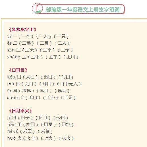 一年级语文上册生字组词汇总（带拼音）_sh_hu_ch