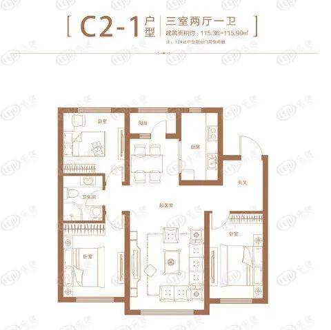 好住 | 三室户型格局方正 南北通透 北向阳台规划不要太实用！_鲁商_空间_未来