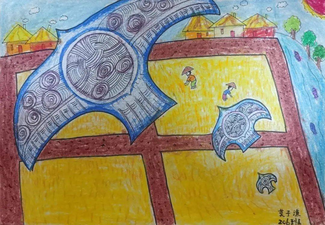 关于良渚文化的儿童画图片