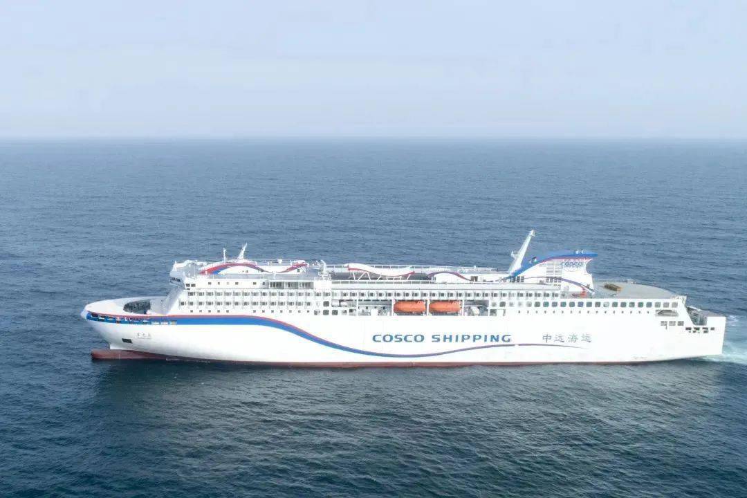 广船造国内最先进最智能货滚船中远客运顺龙海轮命名
