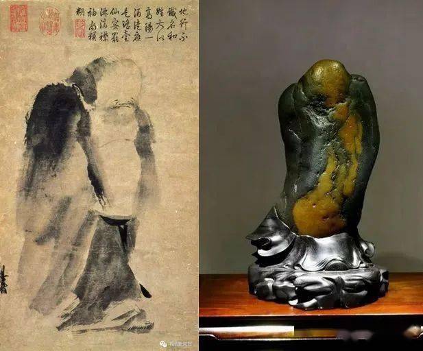 这块奇石神似泼墨仙人图