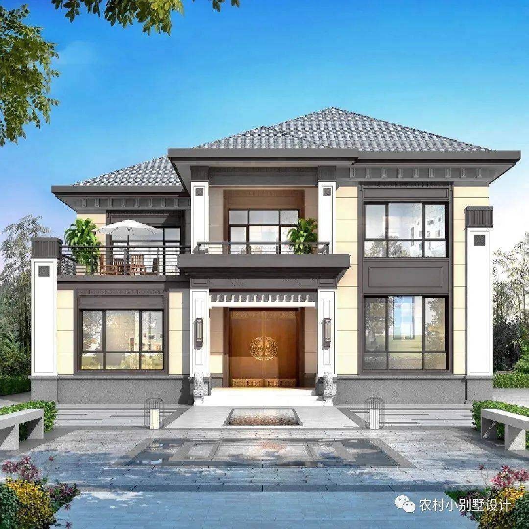 14.2×12.2米新中式二层别墅就是这么“高级”,6室2厅带堂屋,这造价谁都能盖_农村_设计_图纸