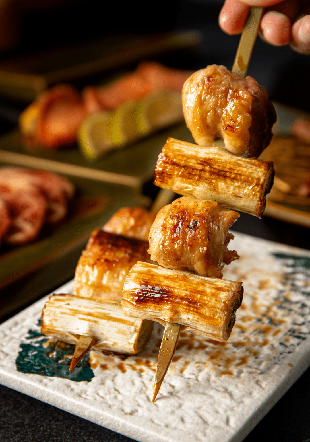 京葱鸡肉串是很多人吃烧鸟的必点.