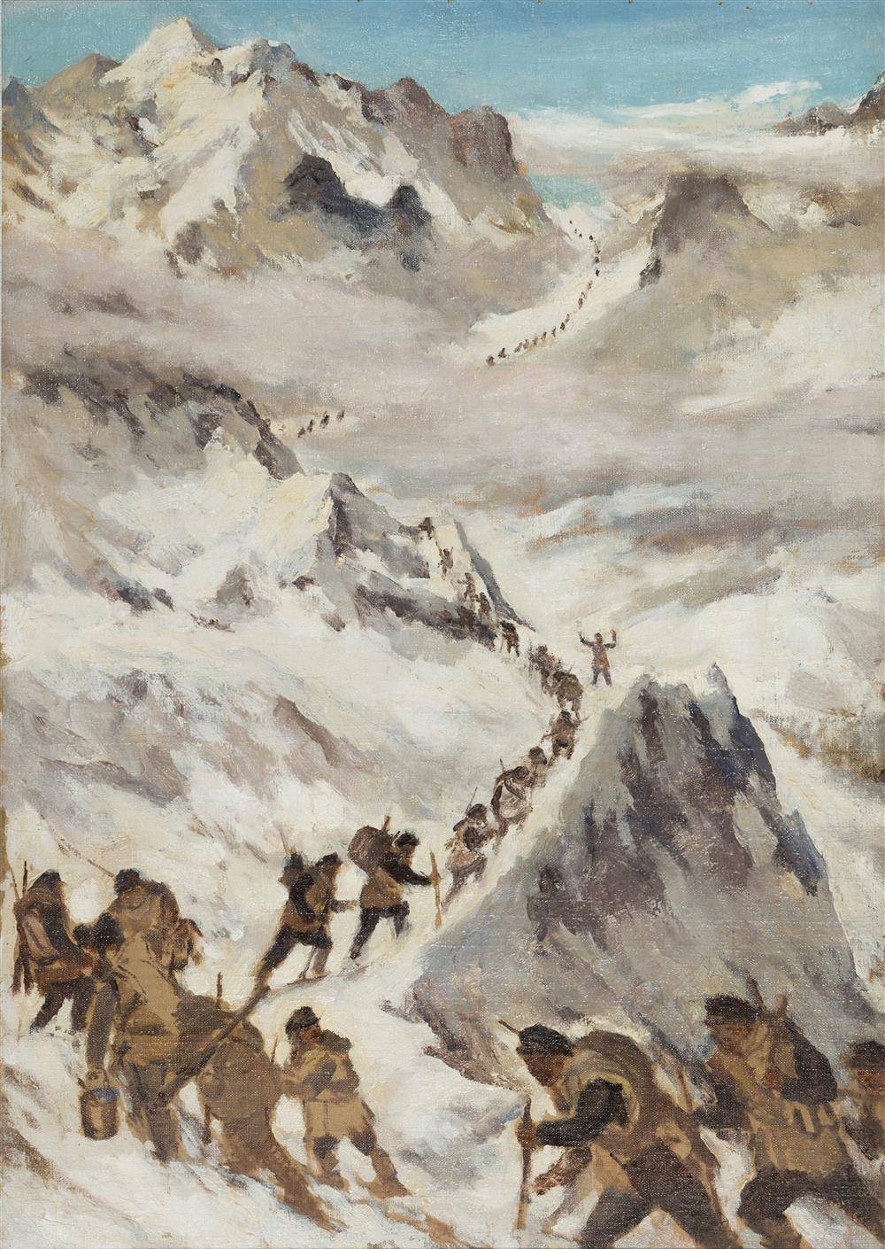 吴作人《过雪山》 (油画稿) 油画 1952年吴作人艺术馆副馆长丁建忠