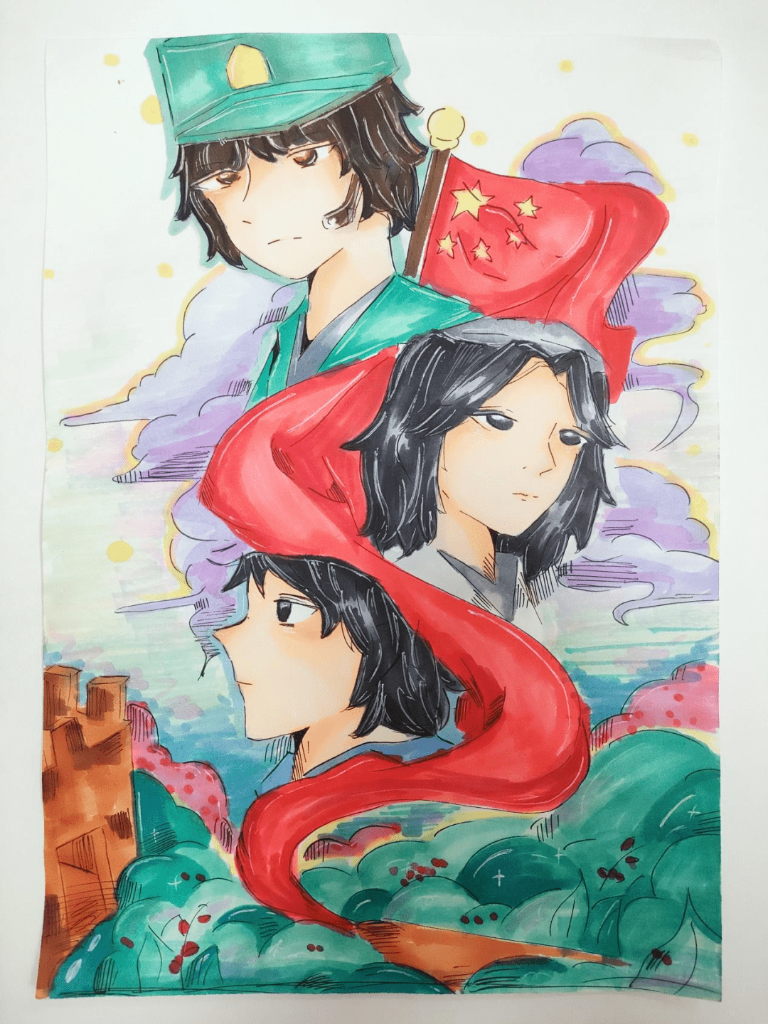 2021级5班 欧东润2020级7班 潘锶钥2020级2班 刘宸睿每当华夏儿女遇上