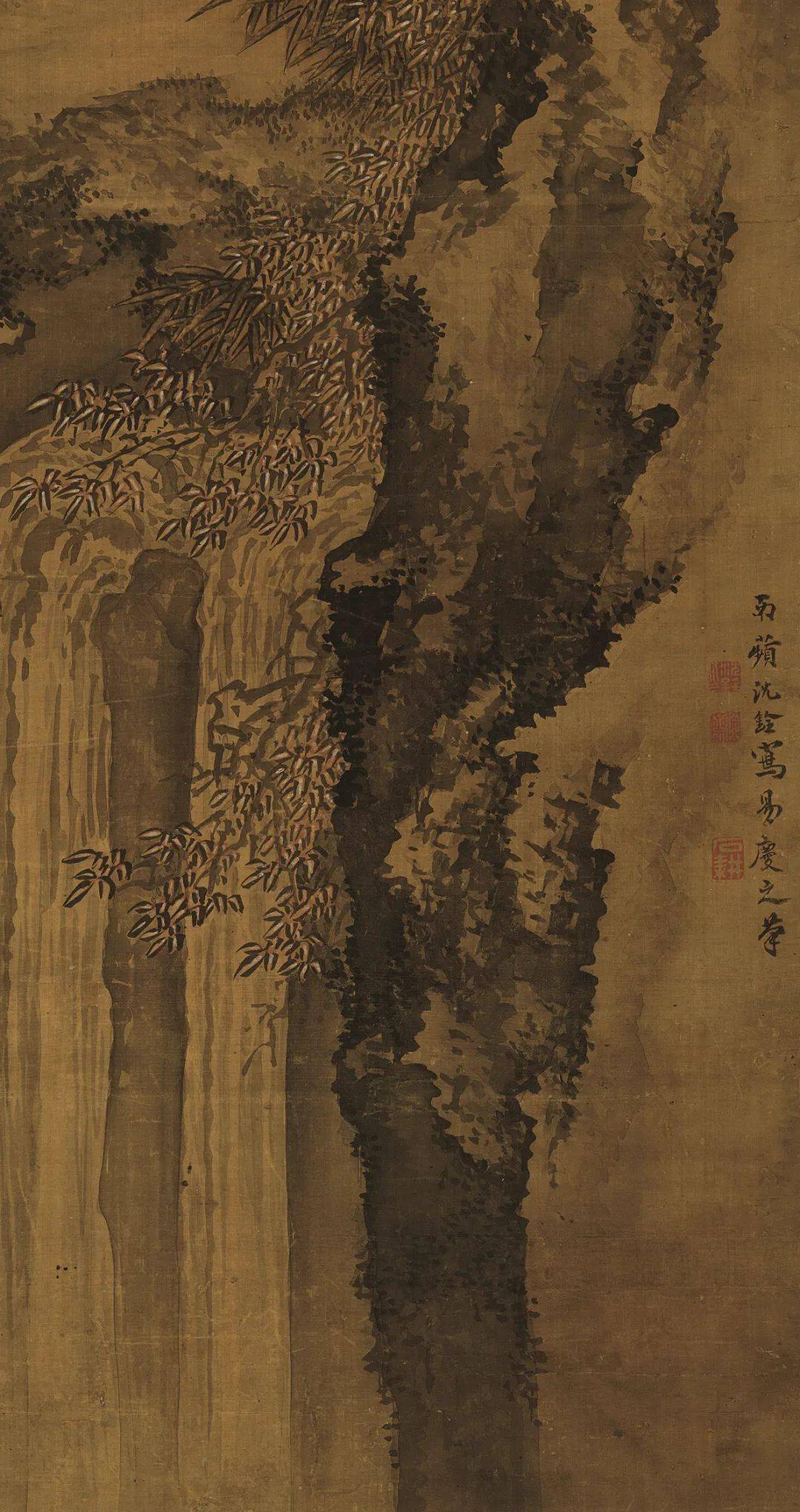沈銓 双鹿図（双祿図） 中堂掛け軸　中国吉祥画　宣紙　書画工芸 赏画｜沈铨《双鹿图》_搜狐网