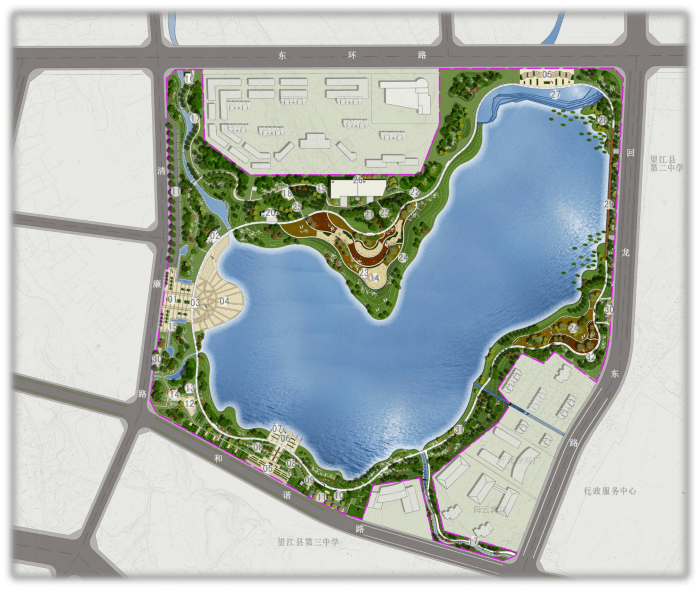 "在望江县莲花湖公园项目湖底清淤和环湖步道填筑工程建设现场,技术员