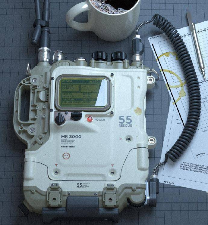 一组未来科技感物品设计对讲机用十种物品零件组合