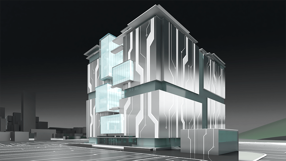 体块the design emphasizes geometry发光的能量模块隐喻科技核心a