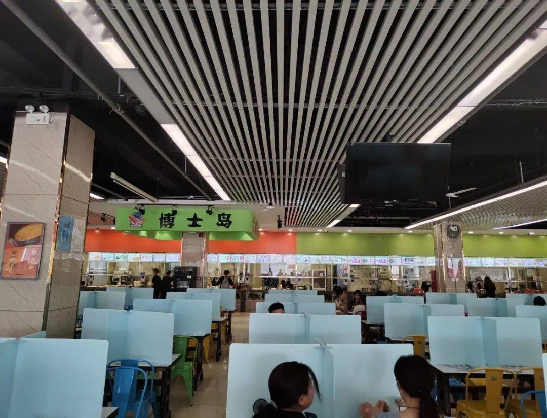 偌大的食堂蓝天样的led彩绘灯农大的食堂里有蓝天你知道吗食堂环境021