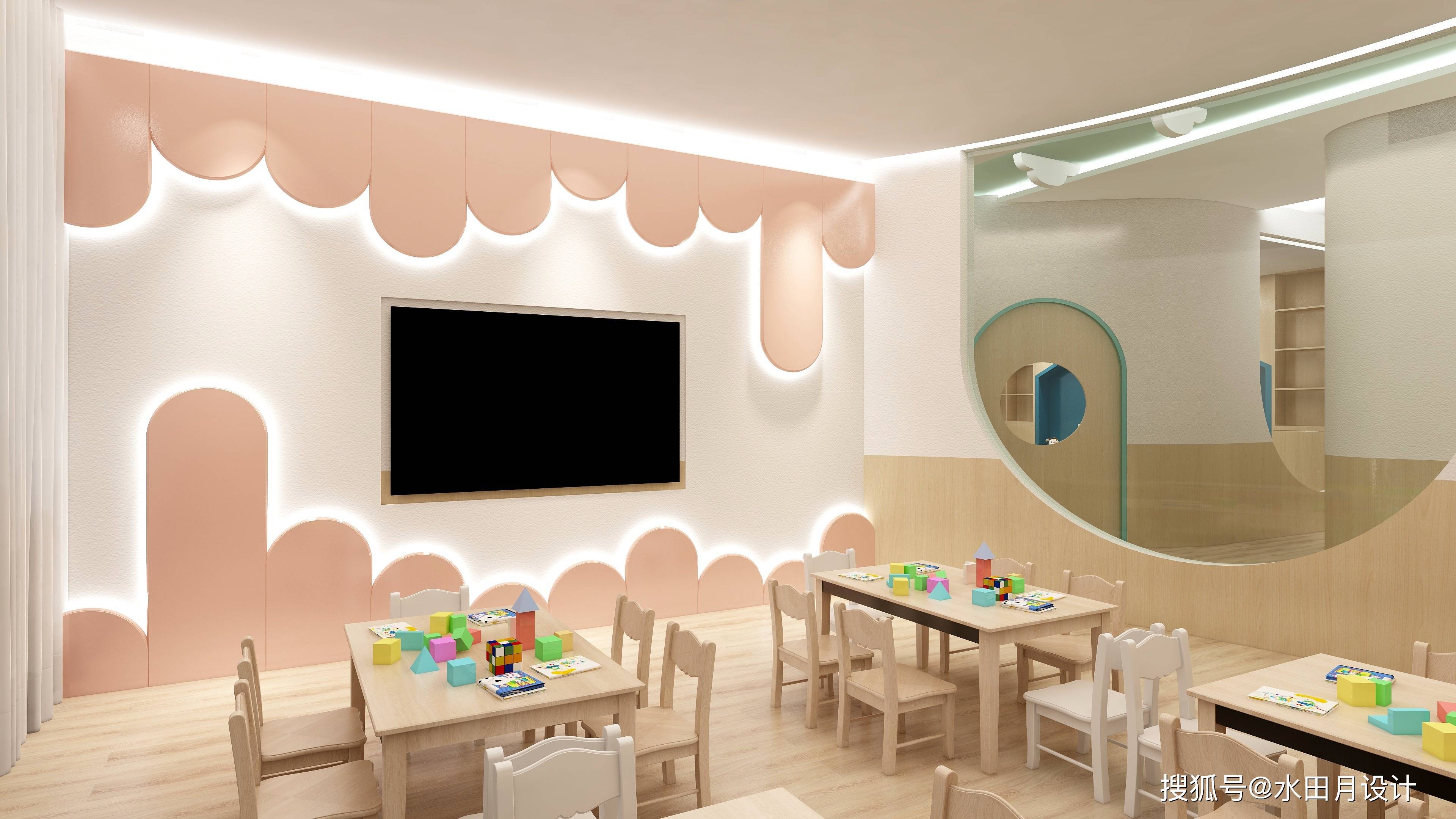 现代简约温馨原木风儿童教育机构设计_购物_中心_教室