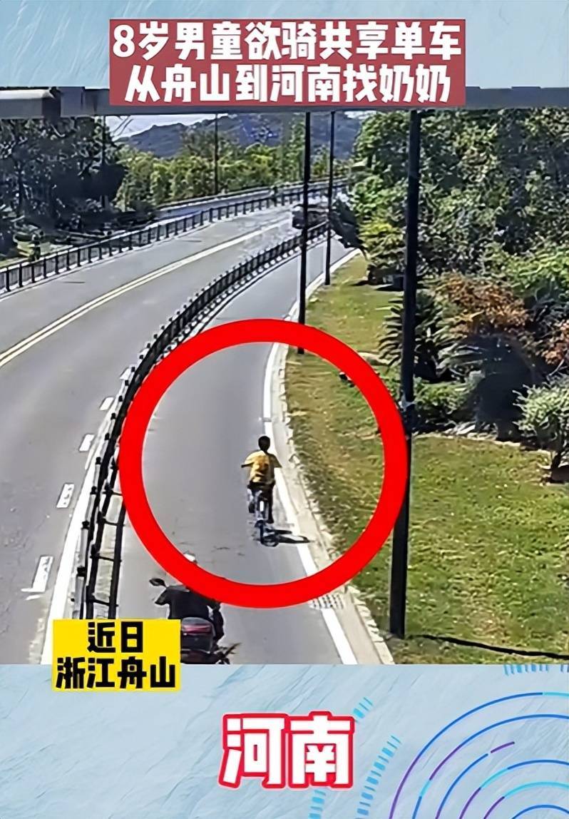 8岁男童欲骑单车从浙江到河南回奶奶家：多次闯红灯，逆向行驶，被交警及时拦下