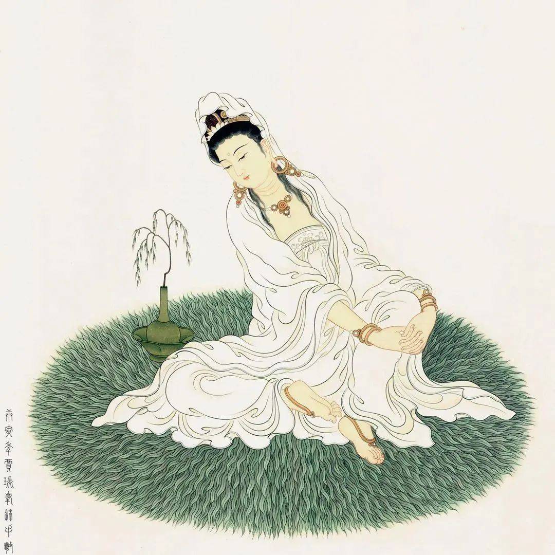这位女子画的观音,让你一洗尘俗_童子拜_局部_观自在