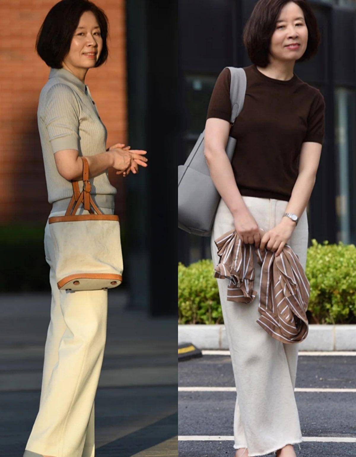 夏季穿阔腿裤时,建议50岁的女人多配这些上衣,优雅舒适还高级