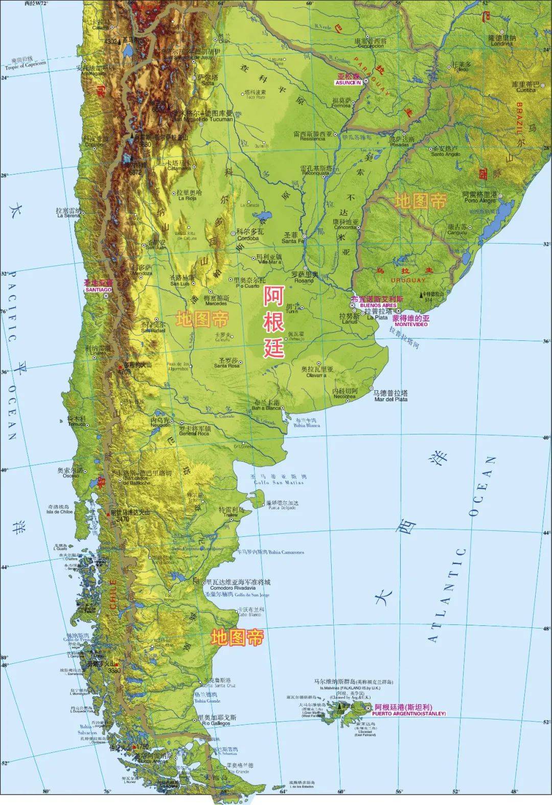 哪些国家的地图,"装得下"狭长的智利?_沙漠_阿塔卡马_玻利维亚