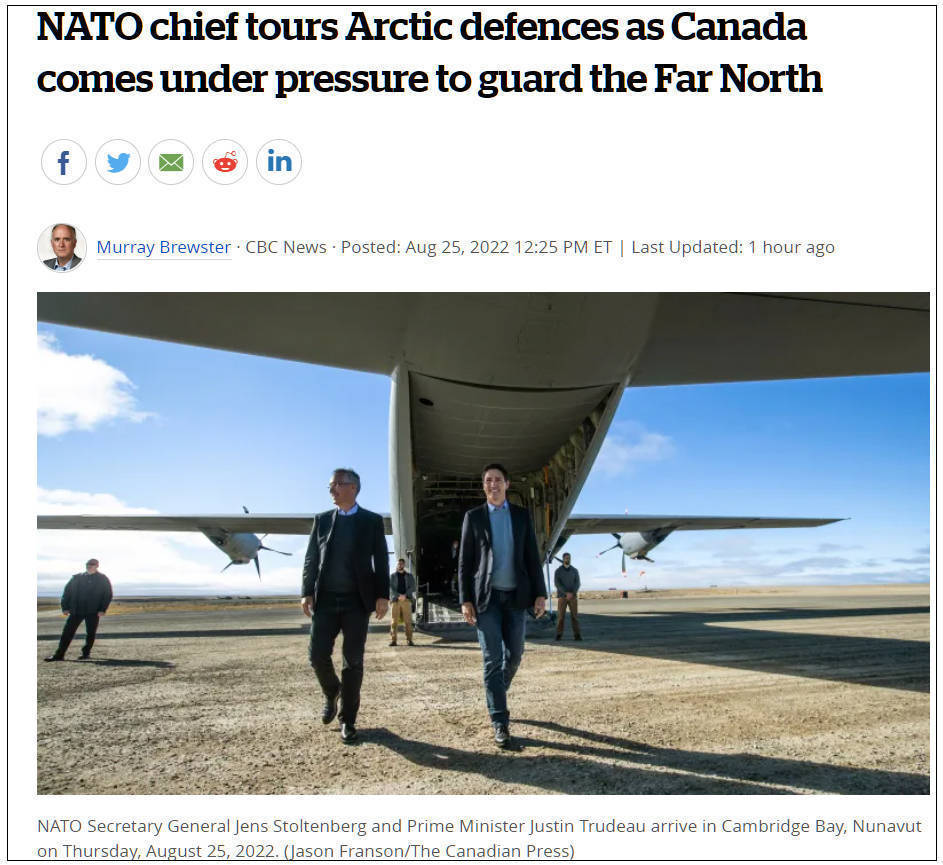 史上首次，北约秘书长访问加拿大北极地区