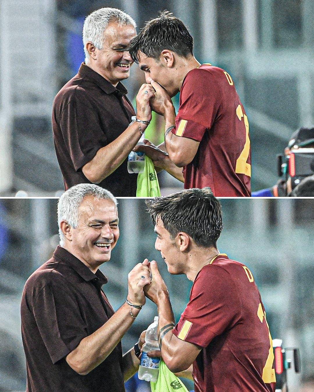 迪巴拉被换下时与穆帅场边交流_比赛_穆里尼奥_下场