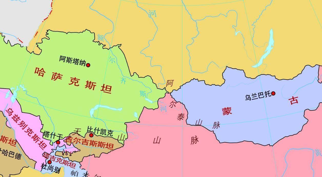 哈萨克斯坦面积272万平方千米,蒙古国面积156万平方千米.