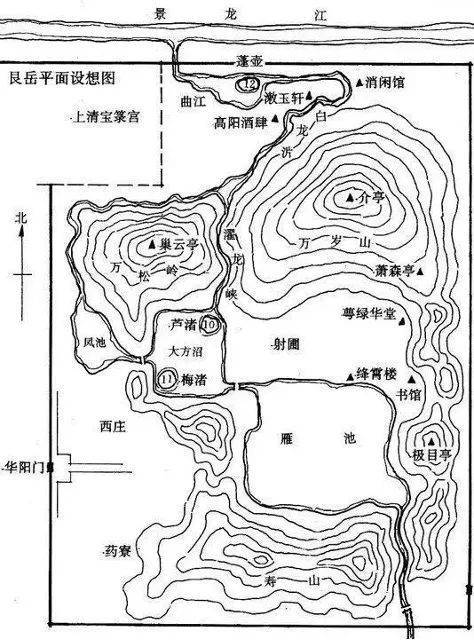 图16:艮岳平面设想图5.