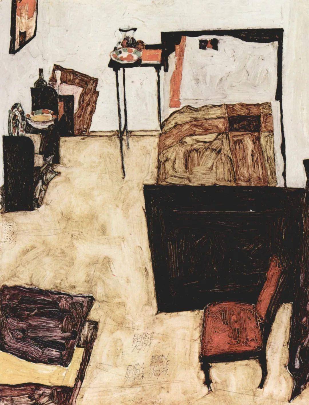 奥地利绘画巨子丨埃贡·席勒 高清作品集_线条_人物_魅力