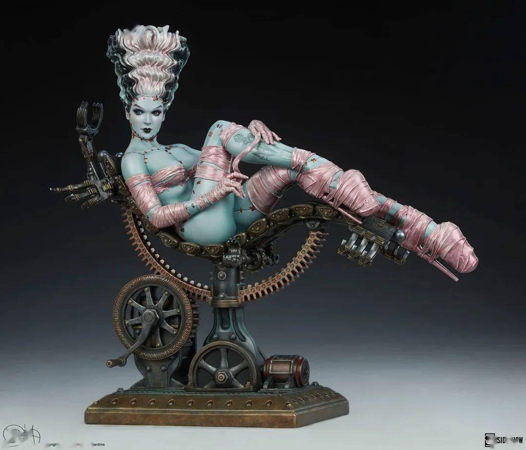 sideshow复古朋克女弗兰肯斯坦:重生,绝美雕像!_olivia_全身_缎带