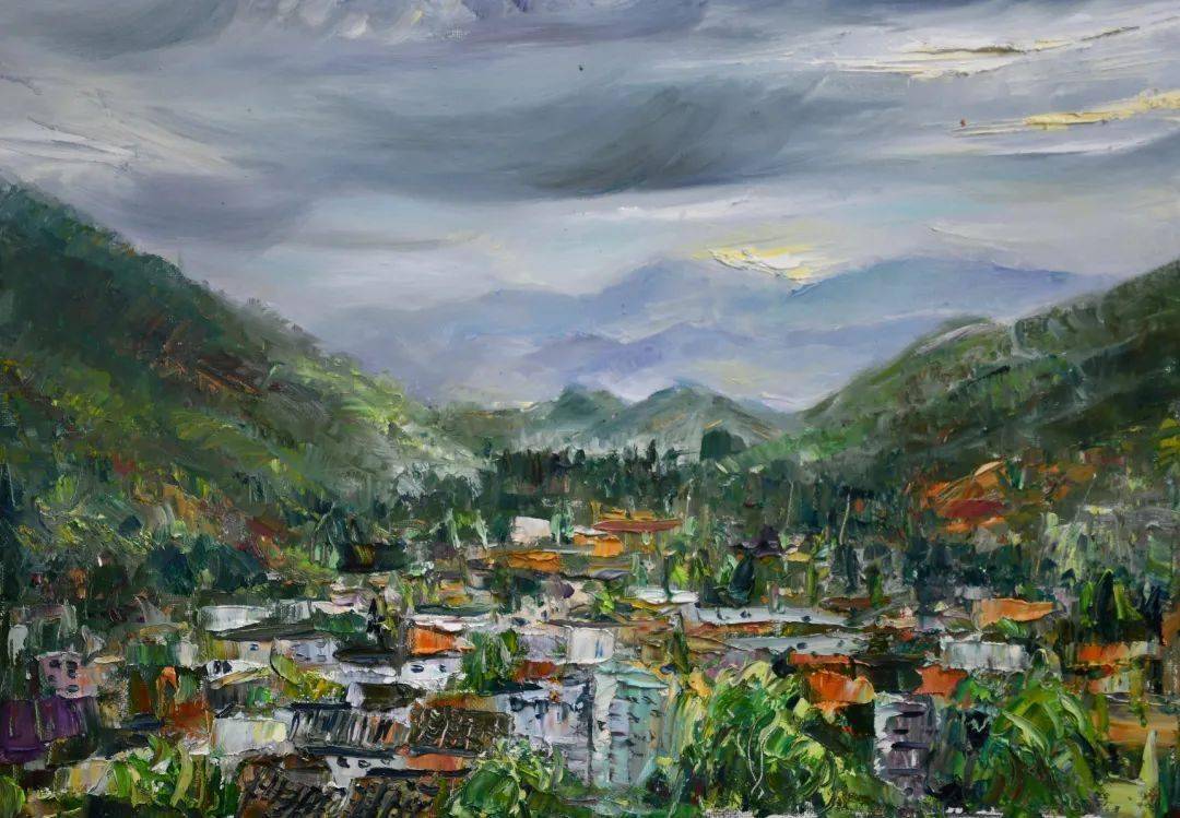 画家笔下的定南印象_美山_石桥_黄砂