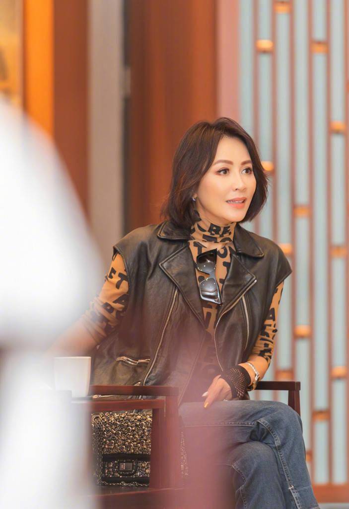 皮衣马甲内搭豹纹展女王范_刘嘉玲_故宫_皮衣