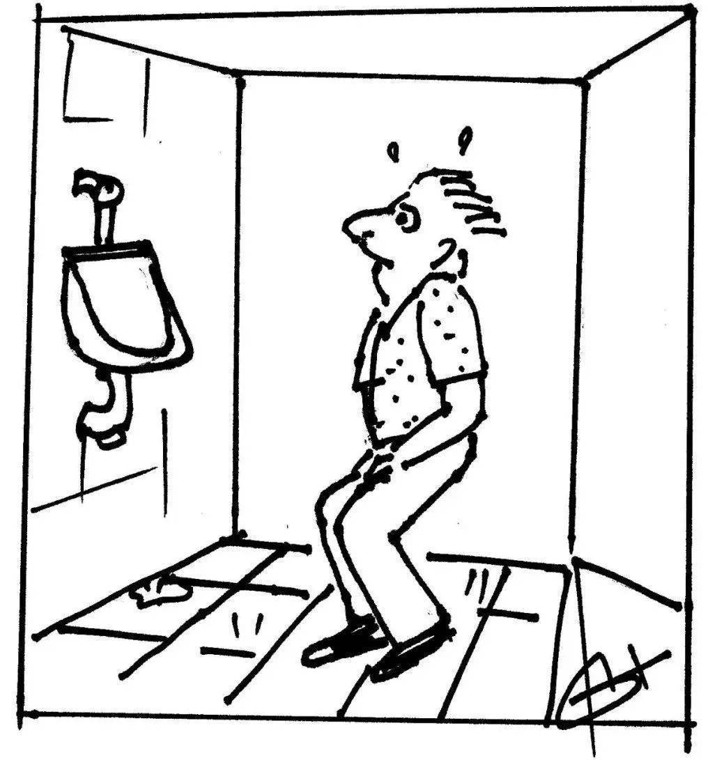 "国外有网友去荷兰旅游后,也画下了他在男厕所里进退两难的一幕:178cm