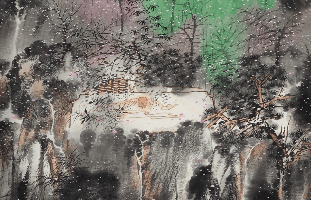 卢禹舜曾提到:"取材于唐人诗意的山水画,以山,水,树木,烟云,骚人墨客