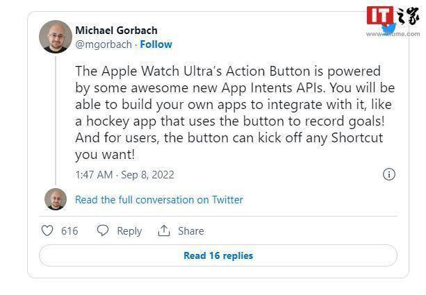 Apple Watch Ultra 自定义操作按钮可启动快捷方式