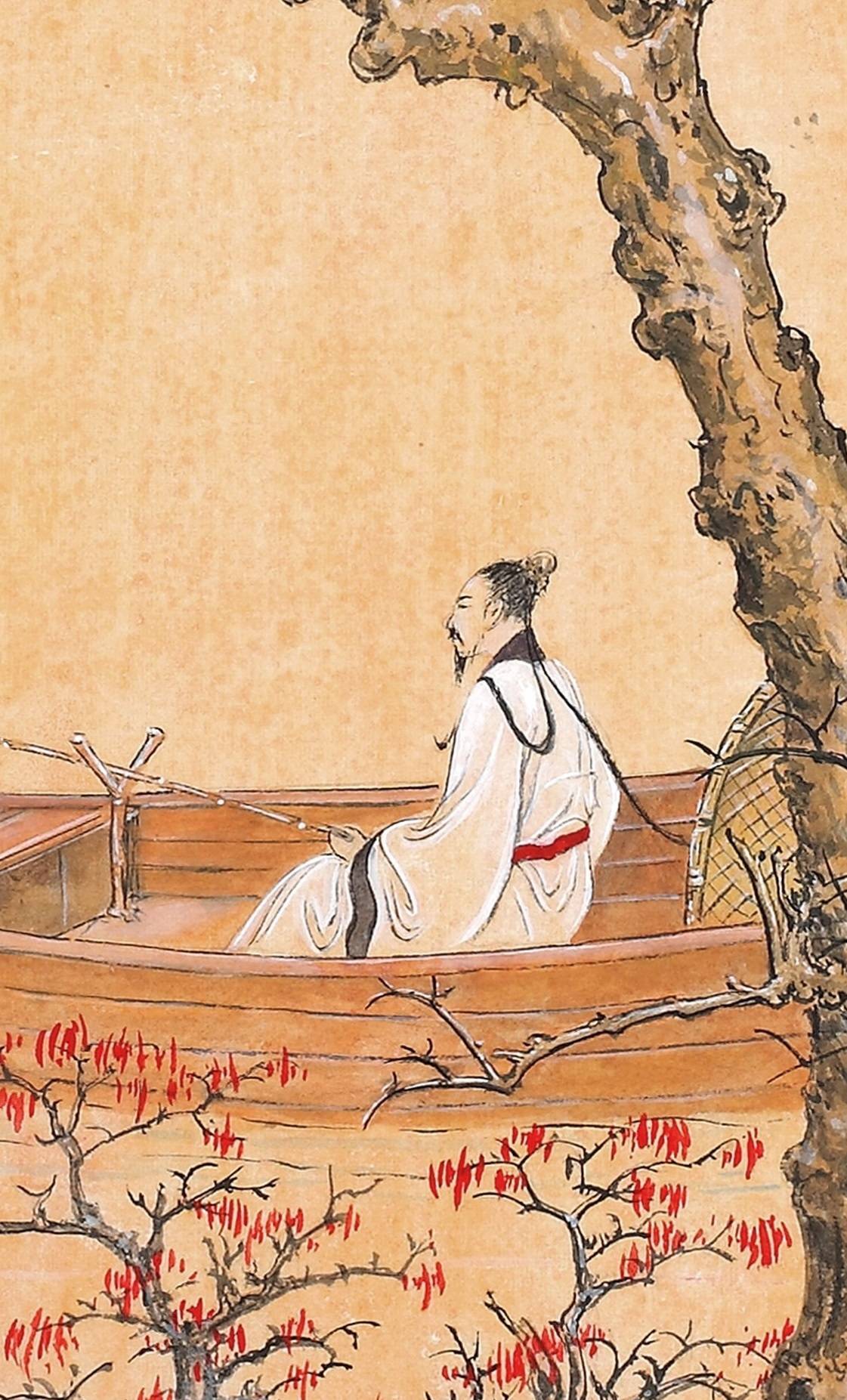 界画寒江---工笔界画《秋水垂钓图》_效果_寸钩_局部