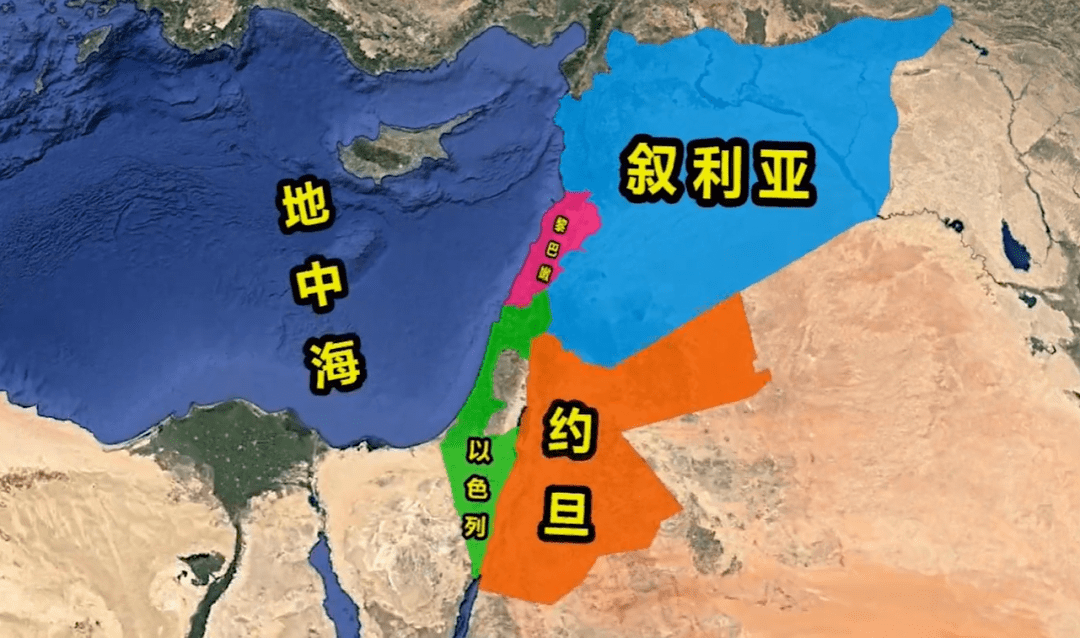 从地图上来看,以色列西邻地中海,北边为黎巴嫩,东边有叙利亚和约旦