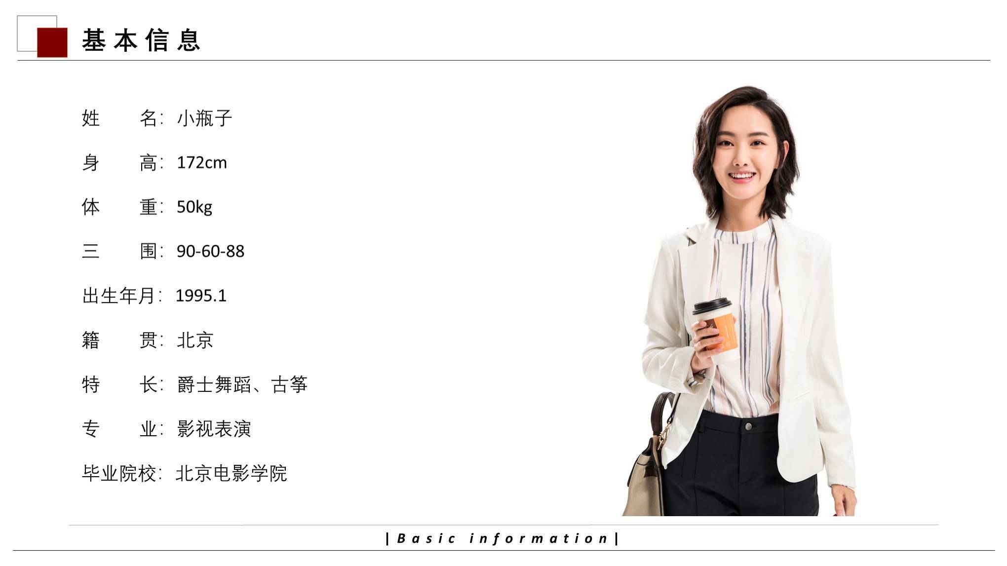 小瓶子解析 | 如何制作-演员ppt简历资料 | 可参照模板_部分_照片