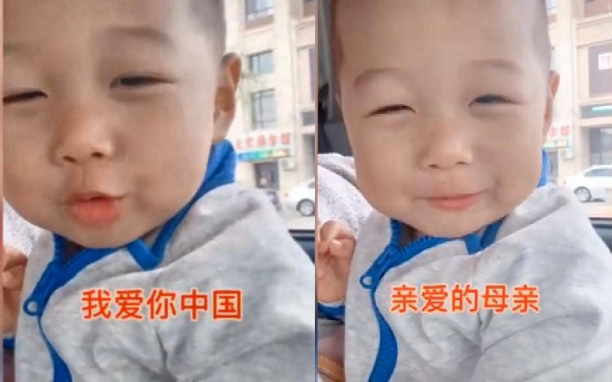 2岁萌娃奶声奶气唱《我爱你中国》，爱国教育从小就要开始培养