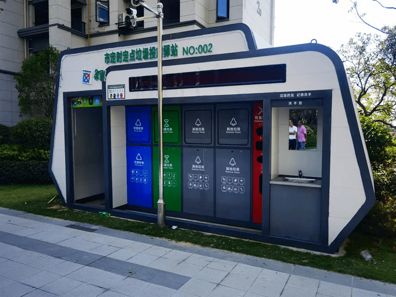 效果图日前,龙港市定时定点垃圾分类投放驿站建设已全面展开,一批结构