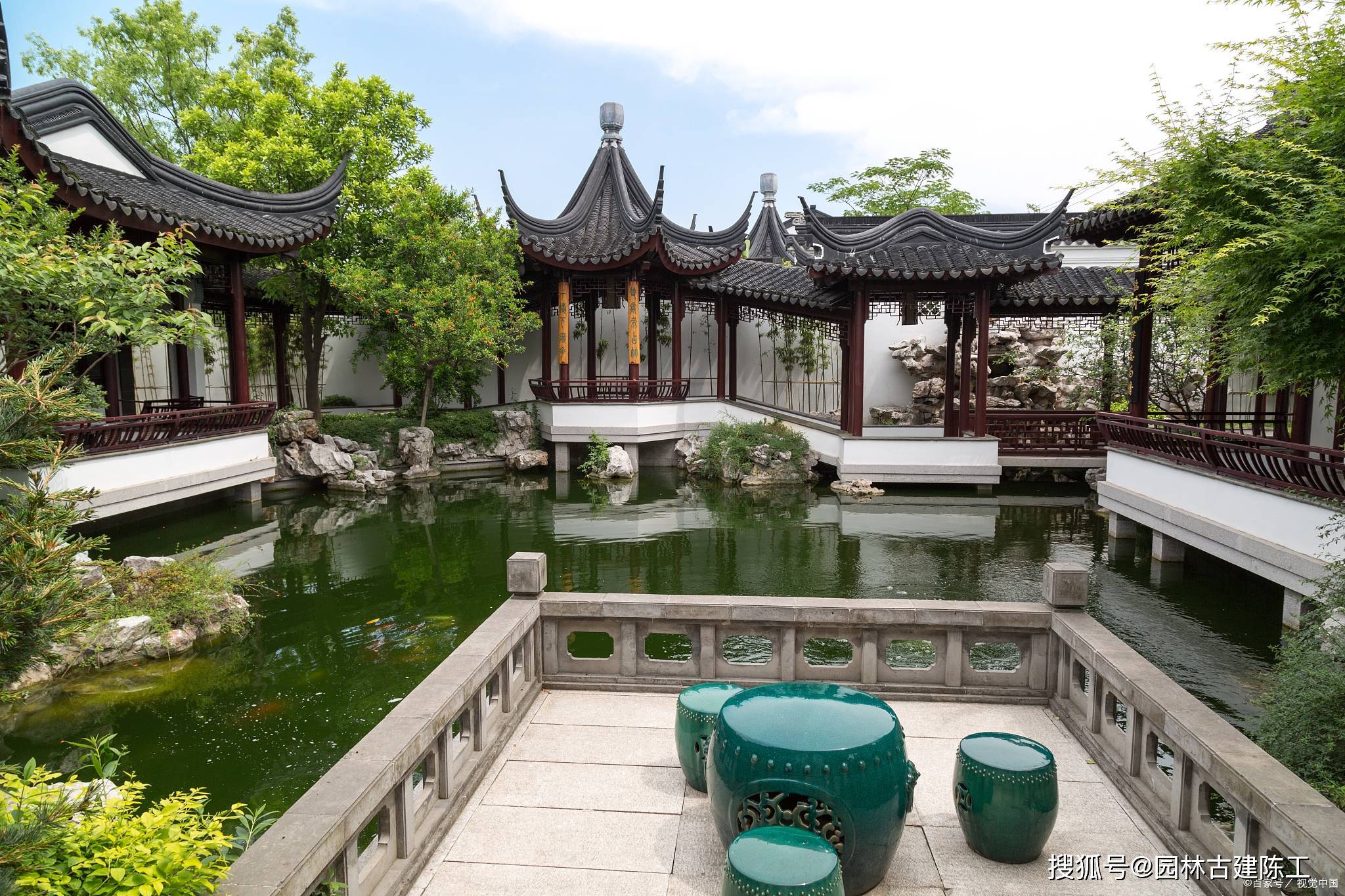 江南私家庭院木结构亭子连廊安装与制作 古建木材加工_苏州_长廊_地域