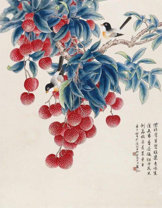 梁纪工笔花4图,工笔荔枝堪称一绝,令观者垂涎!_广州市_技法_李凤