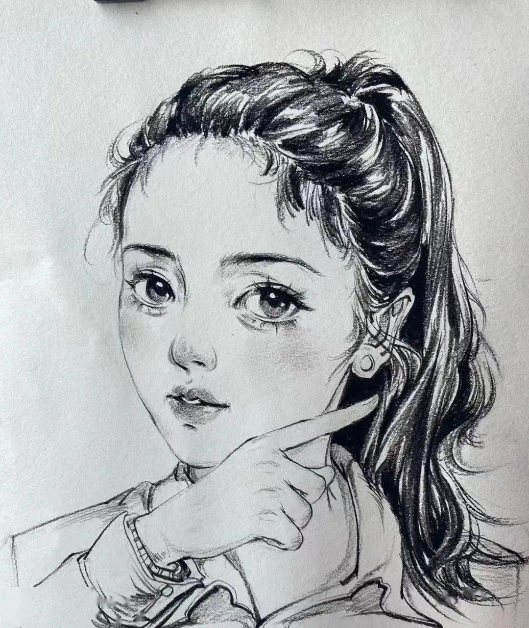 人像线描美女画图片