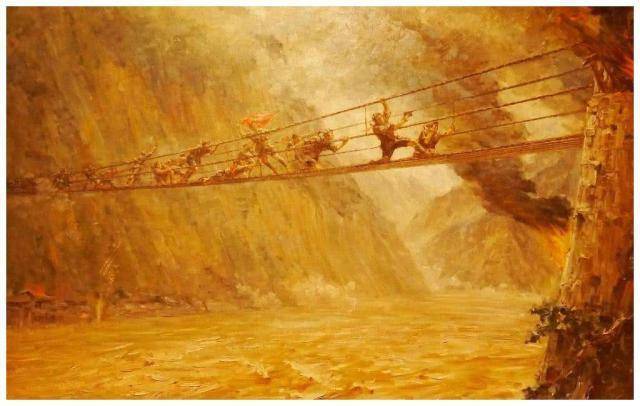 康熙年修建的泸定桥，铁索重40多吨，几百年前是怎样架起来的