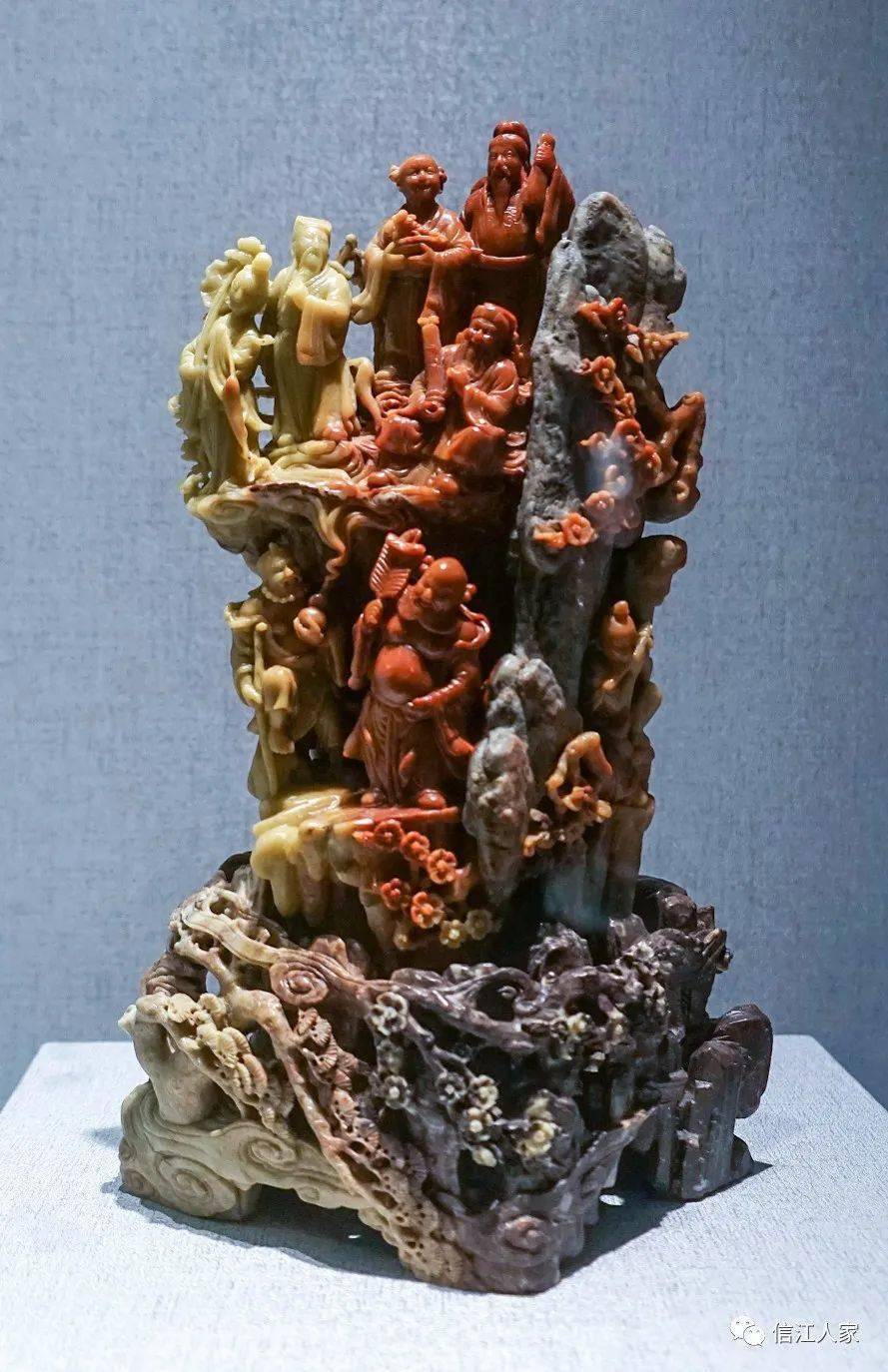 青田石　フラワー彫刻　2490g  博物館から流出　最高品質な青田石アート