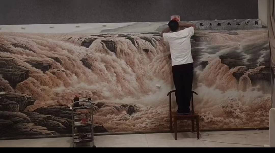 国家一级美术师著名画家赵春惠巨幅山水画剪影_忻州市_忻府区_作品