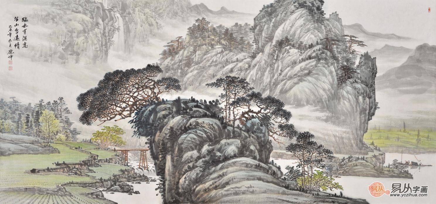 家居装饰 林德坤水墨山水画 挂在书房韵味满满_作品_进行_来源