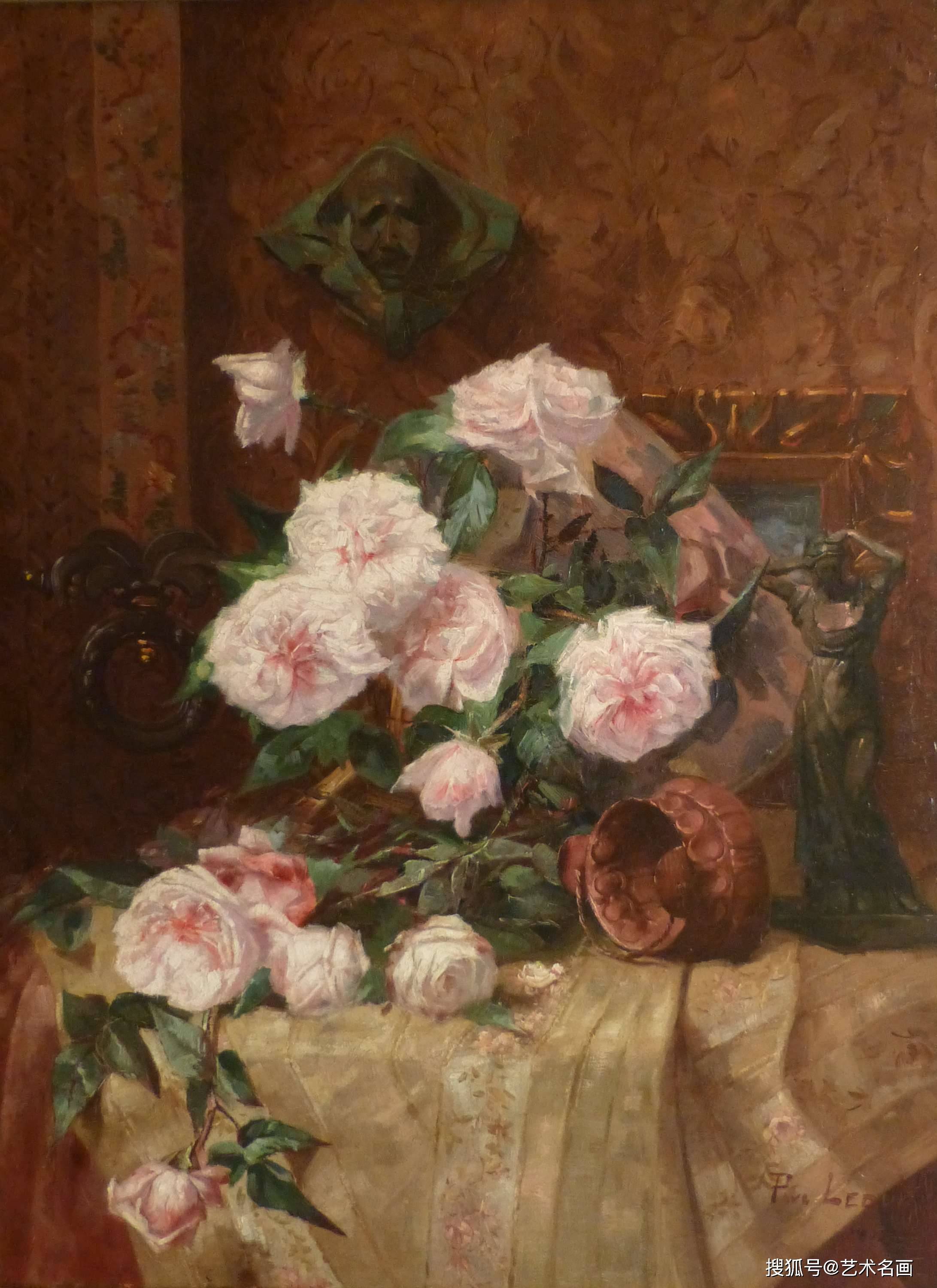 欧洲古典玫瑰花静物油画,美