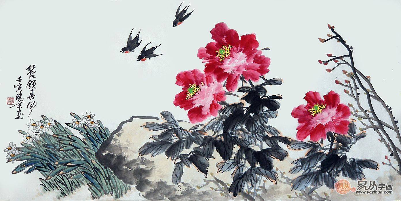 画家郑晓京花鸟画作品赏析:色彩清新泽润,雅而不俗_兰花_徐悲鸿_幽香