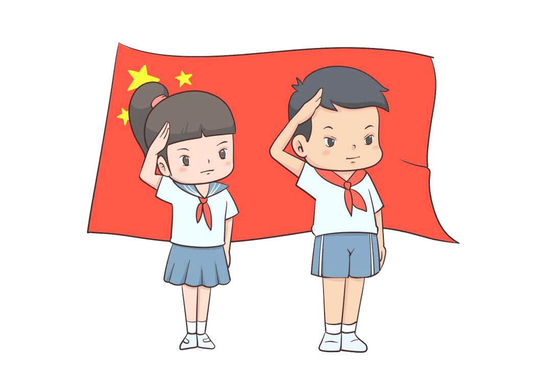 小学生升旗卡通图片