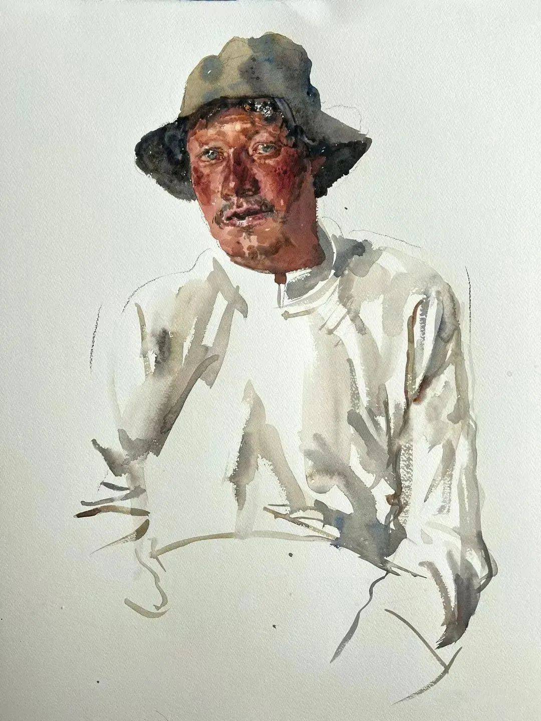 李晓林2022人物水彩写生新作_局部_work_普通人