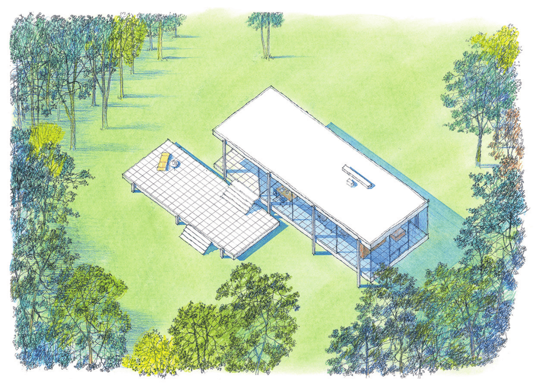 范斯沃斯住宅手绘图片